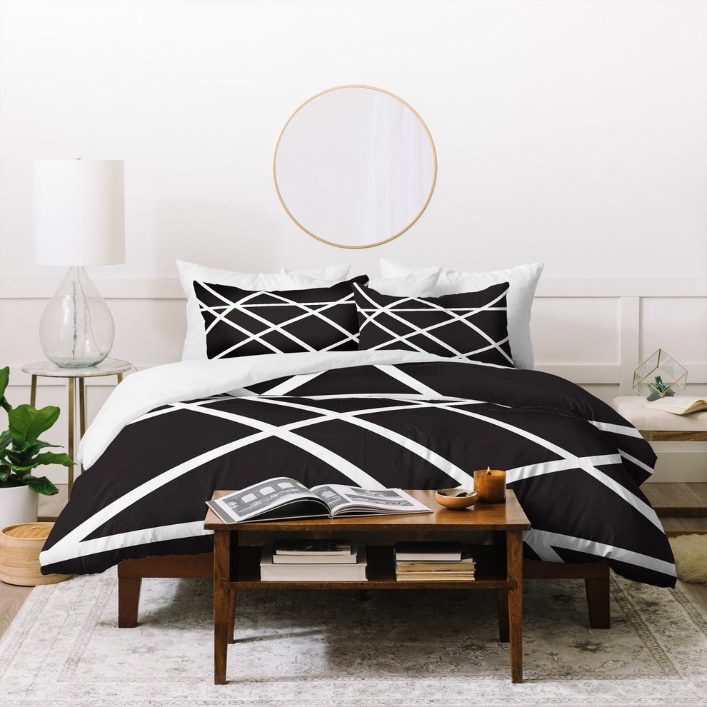 Vy La Black and White Lines Duvet Cover Set, Twin XL