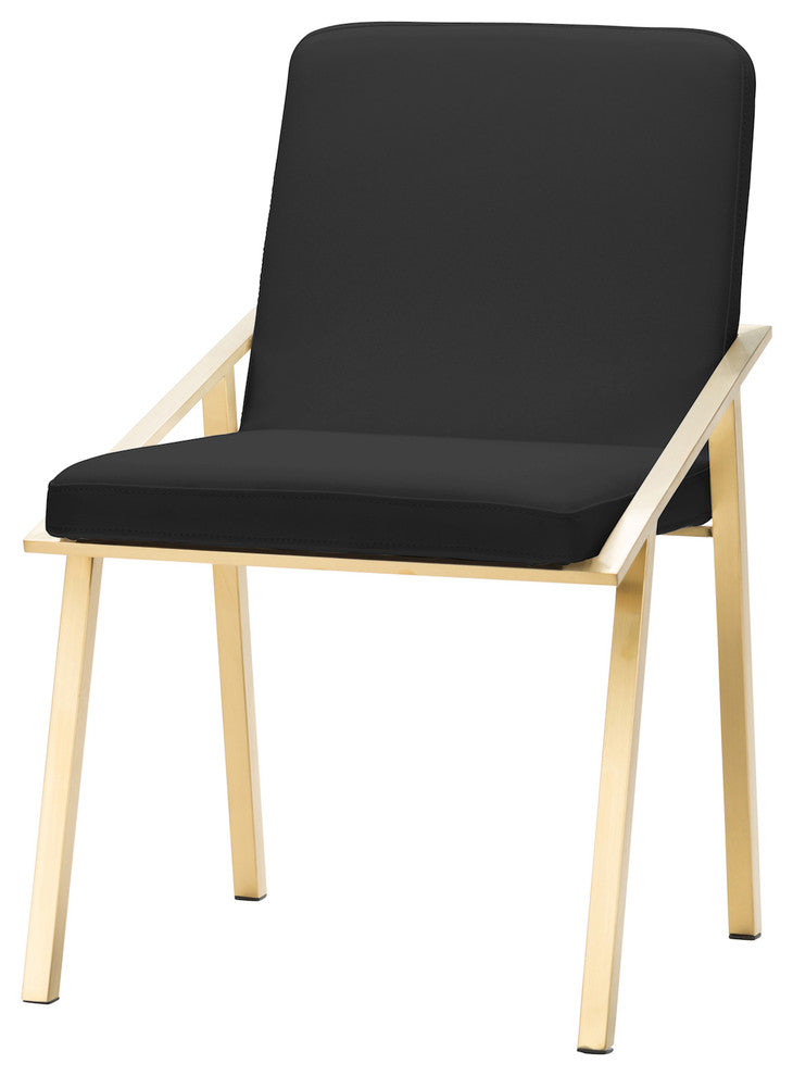 Nika Dining Chair, Seat: Black, Base: Brushed Gold