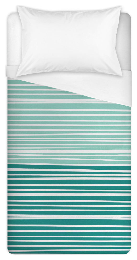Green Stripes Twin Brushed Poly Duvet Cover