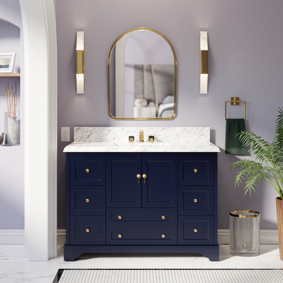 Madison 48" Bathroom Vanity, Royal Blue, Carrara Marble