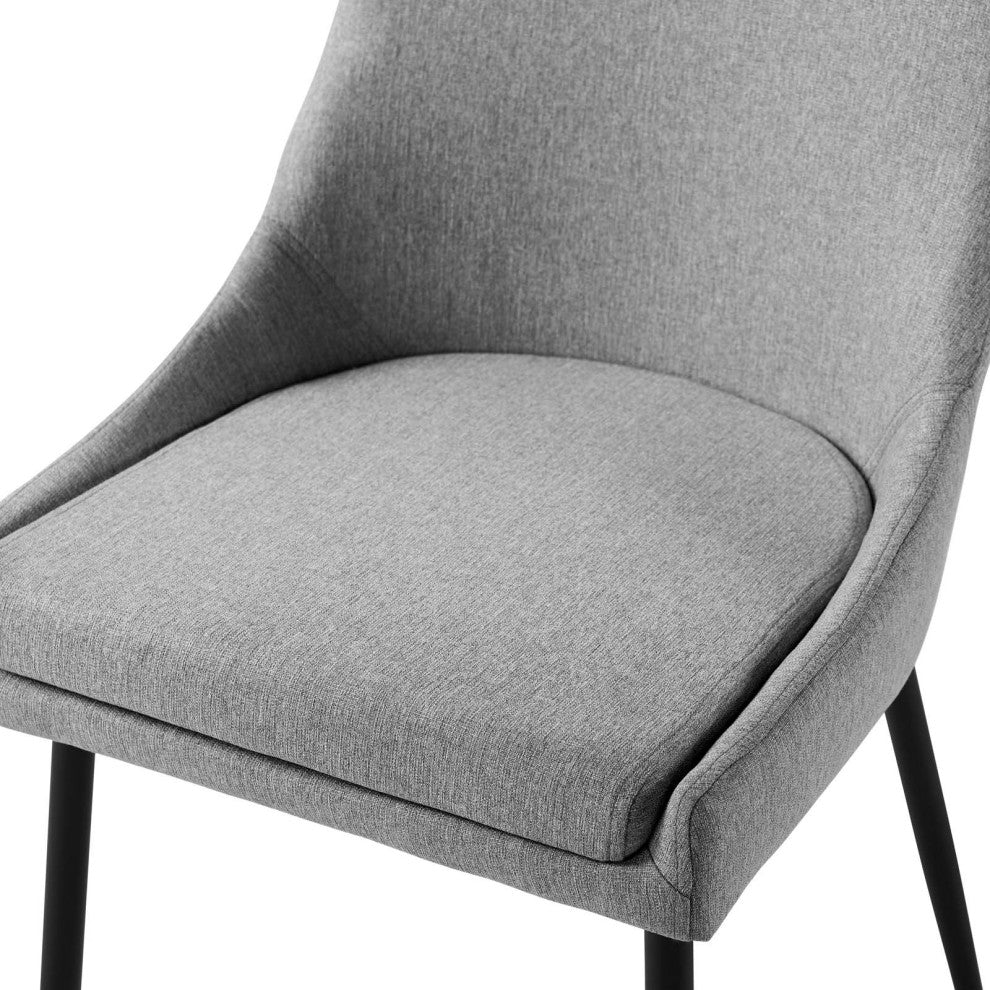 Side Dining Chair, Set of 2, Fabric, Metal, Black Gray, Modern, Cafe Bistro