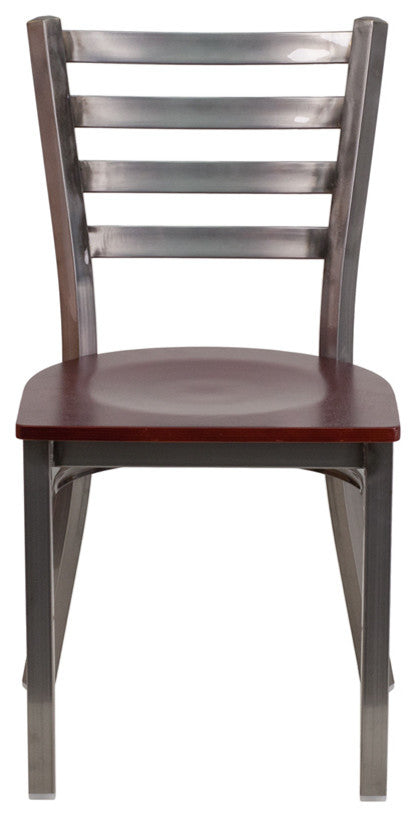 Dyersburg Metal Chair Clear Coat Ladder Back, Mahogany Wood Seat