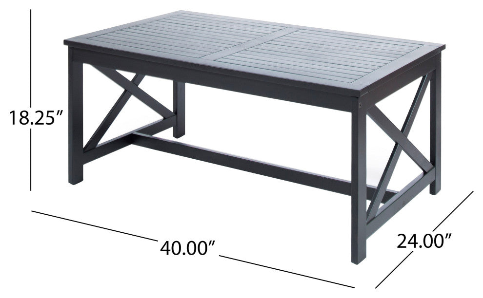 GDF Studio Newman Indoor Farmhouse Finished Acacia Wood Coffee Table, Black