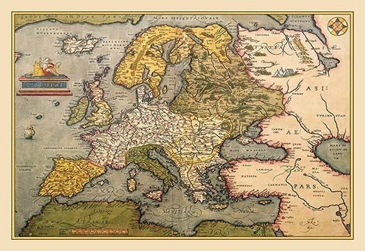 Map of Europe- Gallery Wrapped Canvas Art 28" x 42"
