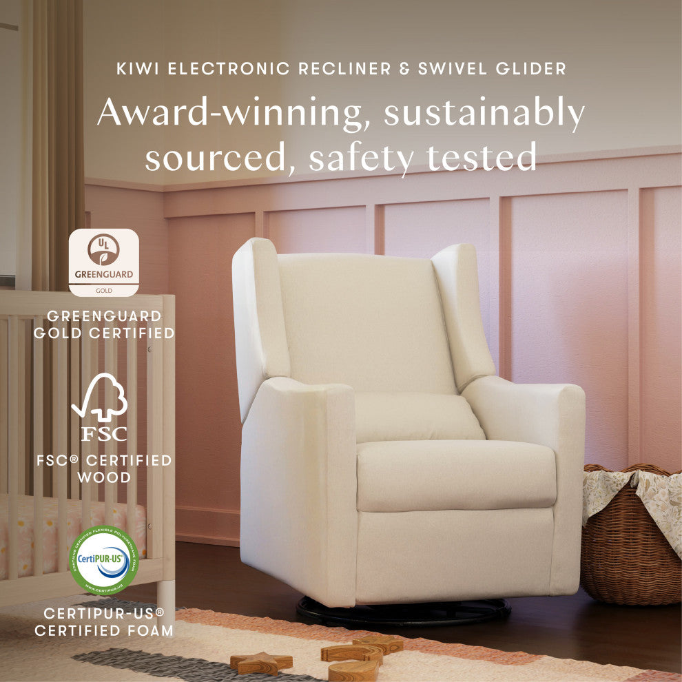 Kiwi Electronic Recliner and Swivel Glider With USB port, Performance Cream Eco-Weave