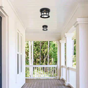 Home Living 8" Outdoor Flush Mount, Black