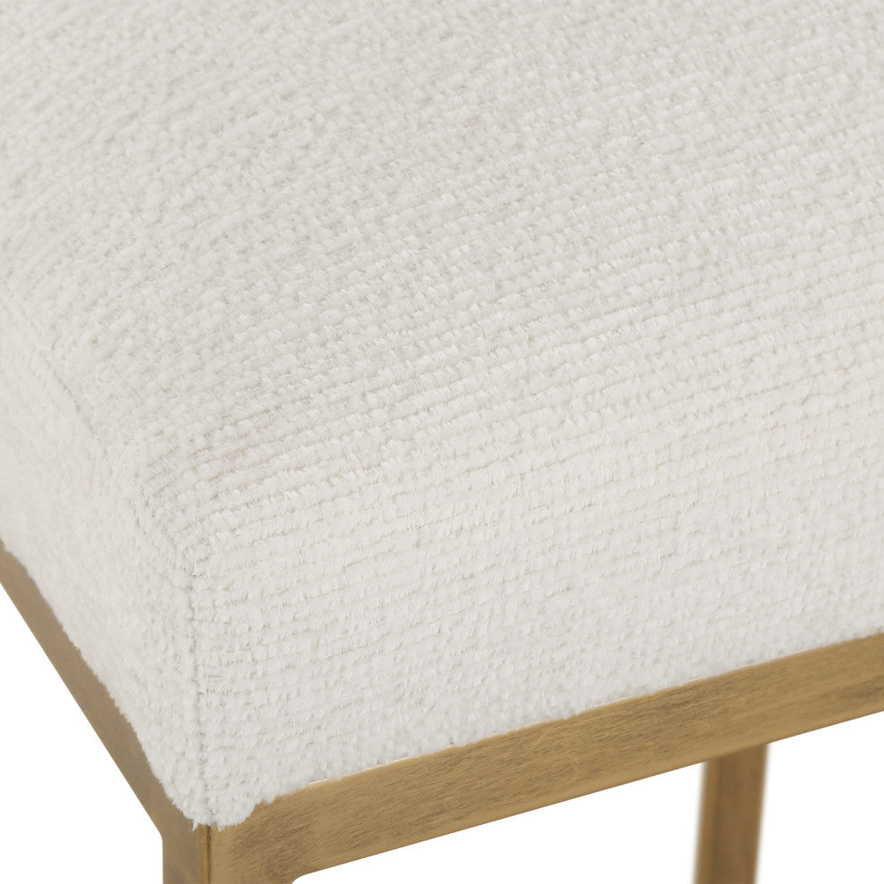 Uttermost Coastal Counter Stool, 26.25", Cream/Brass