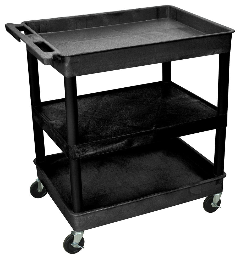 Luxor 3-Shelf Large Black Tub Cart