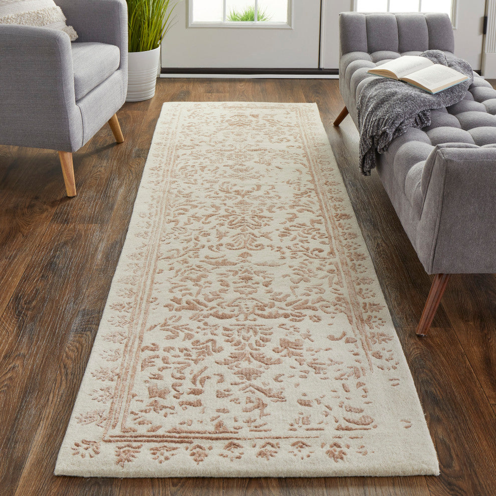 Weave & Wander Khalo Wool Rug, Ivory/Blush, 2'-6" X 8'