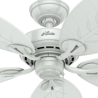 Hunter 54" Bayview Outdoor Ceiling Fan, White With Pull Chain