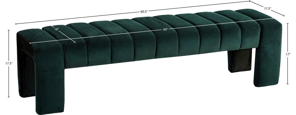 Andaz Velvet Upholstered Bench, Green
