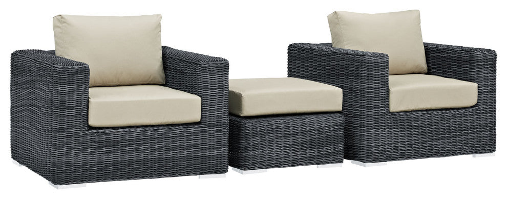 Canvas Antique Beige Summon 3-Piece Outdoor Patio Sunbrella Sectional Set
