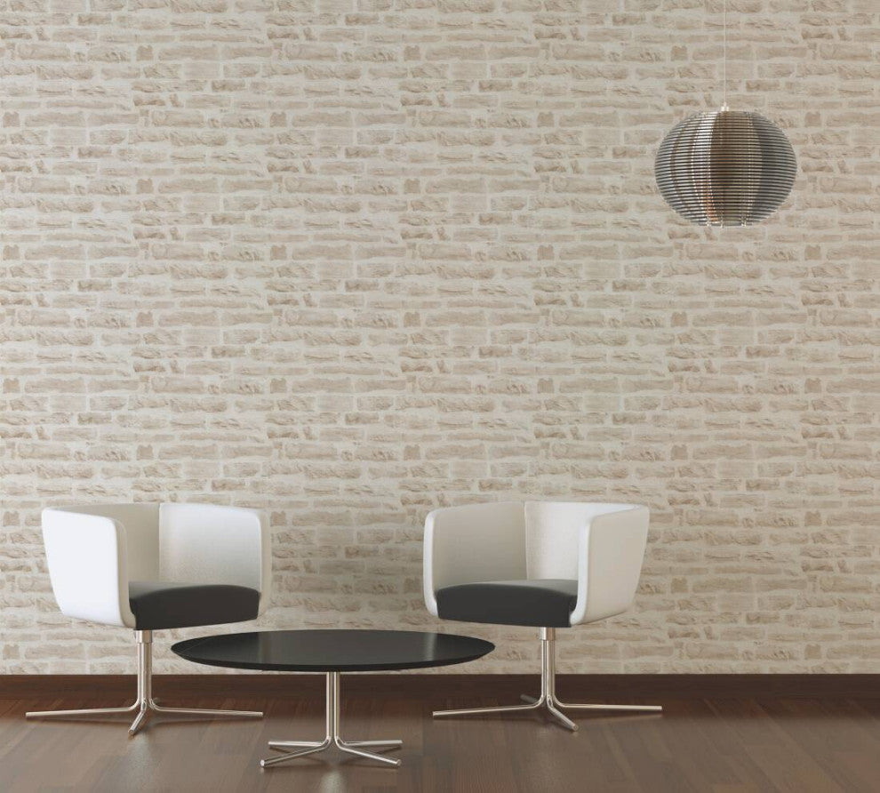 Textured Wallpaper Brick Rustic, 355803, Beige Cream Brown, 1 Roll