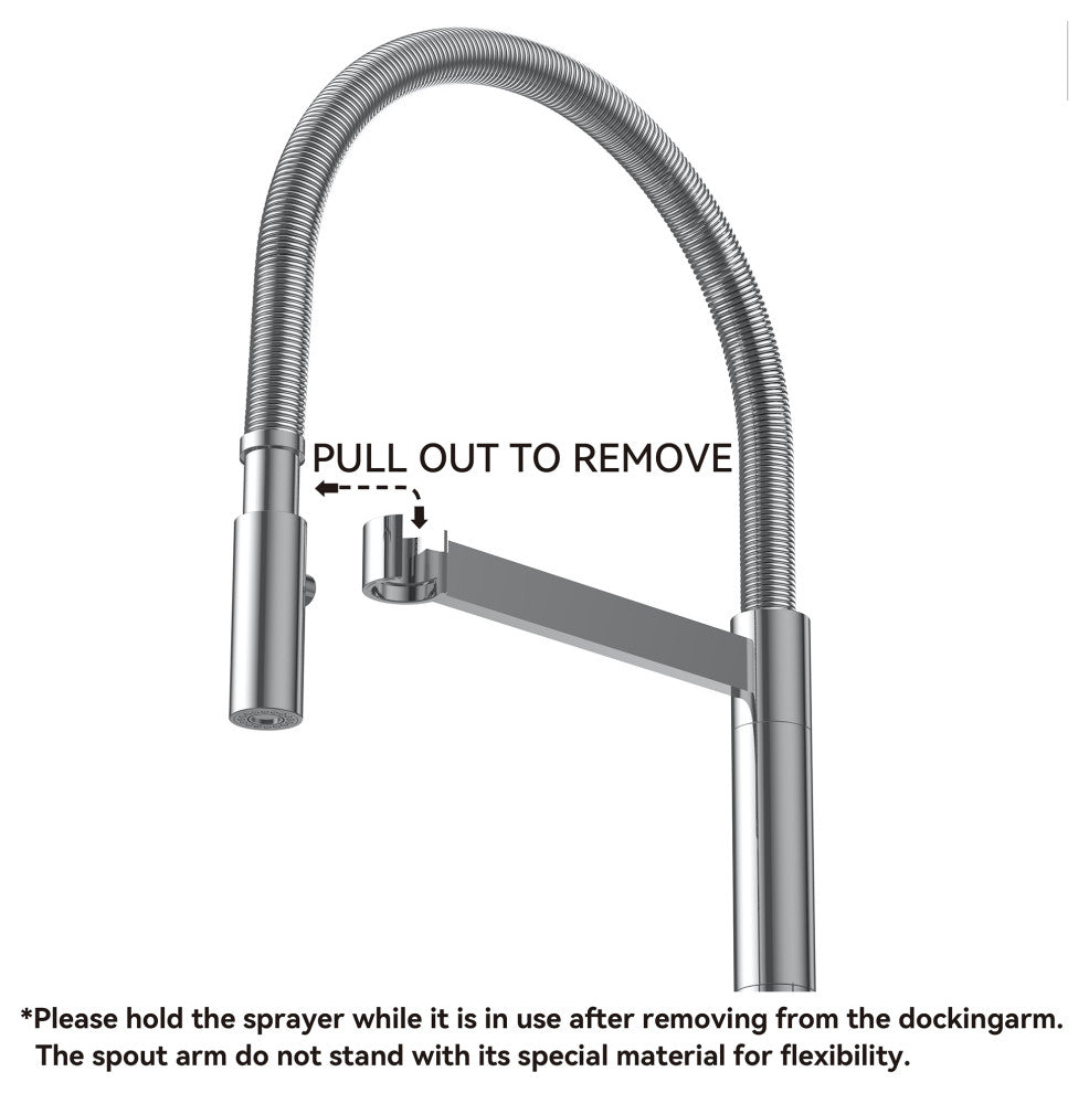 1-Handle Deck Mounted Pull Down Brass Kitchen Faucet, Polish Chrome