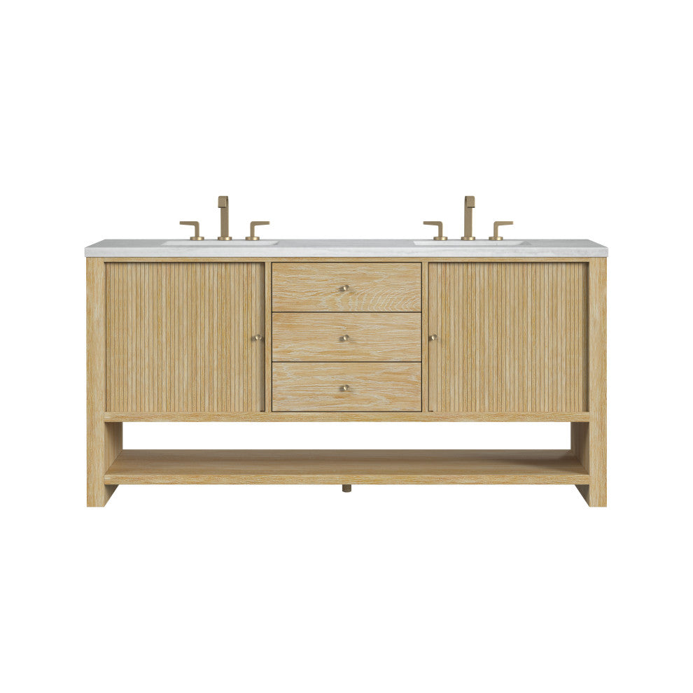 Marigot Single 72" Double Vanity, Oak, 3 CM Arctic Fall Solid Surface Top