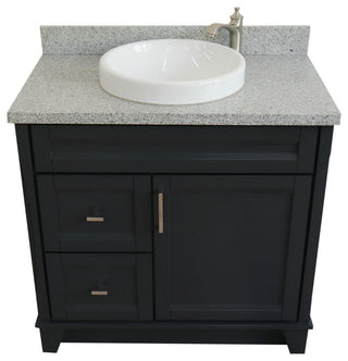 37" Single Sink Vanity, Dark Gray Finish With Gray Granite