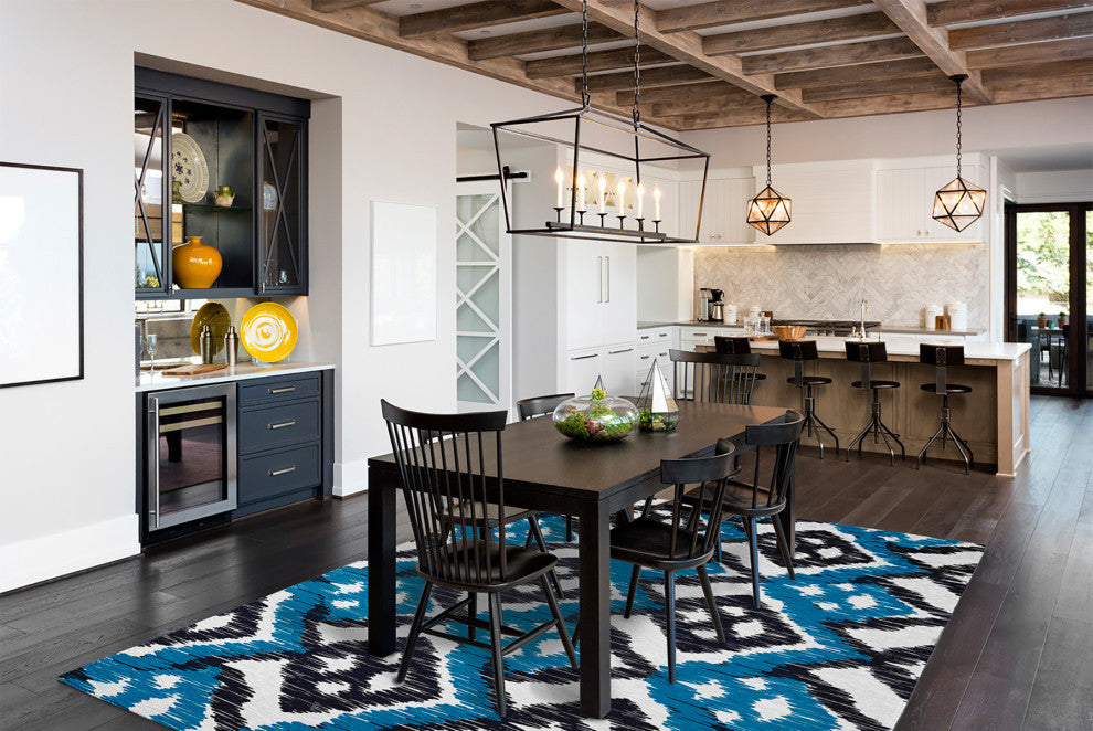 Hipster Soft Chenille Area Rug, Teal-Navy, 8'x10'