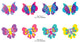 Butterfly Fabric Wall Decals, Set of 8 With Patterns