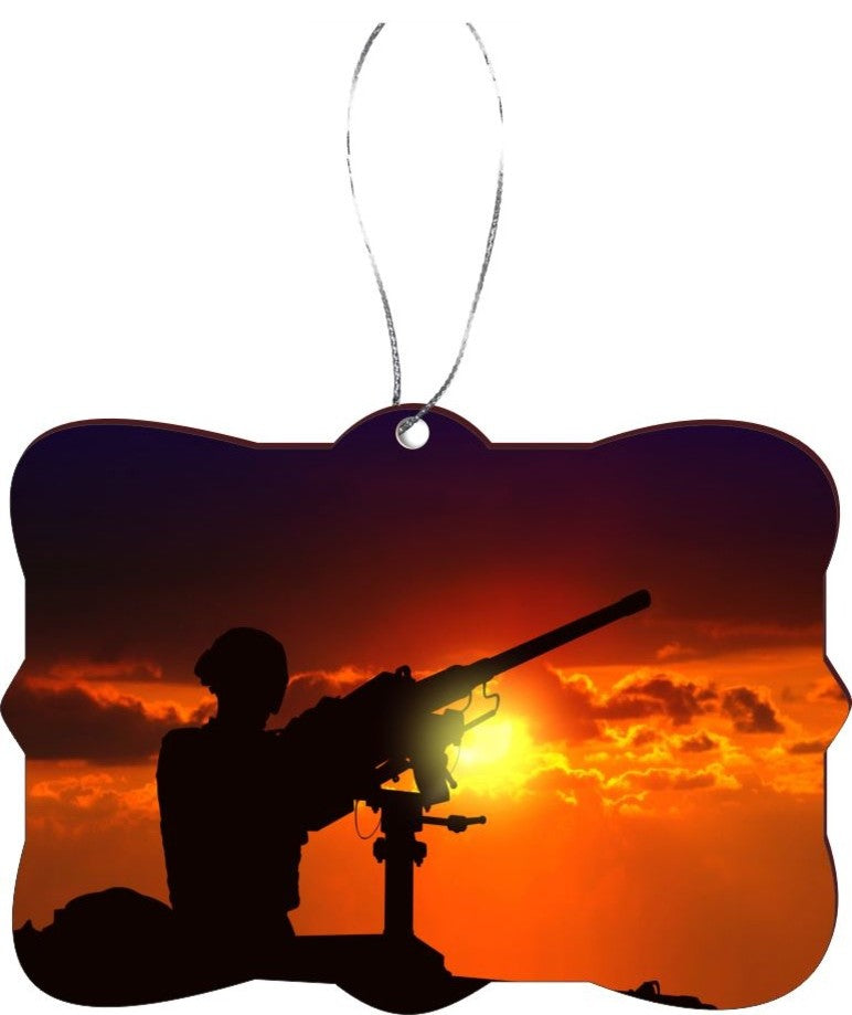 Soldier at Armed Tank Design Rectangle Christmas Tree Ornament