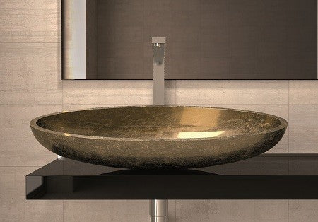 Harmony Glass Vessel Sink, Gold Leaf