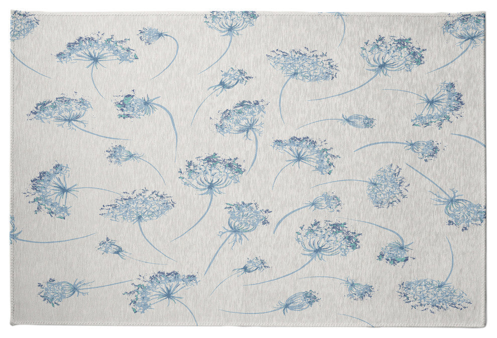 Wishing Flowers Rug, Blue, 5'x7'