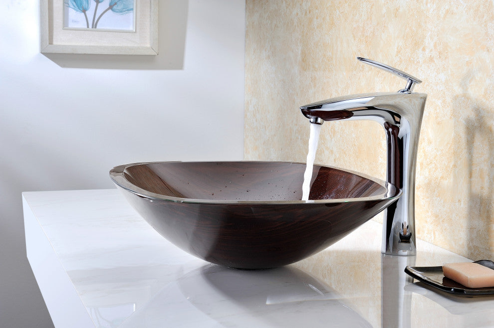 ANZZI Vonu Series Tempered Glass  Bathroom Vessel Sink