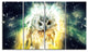 Owl over Colorful Abstract Image, Animal Canvas Wall Art, 48"x28", 4 Panels