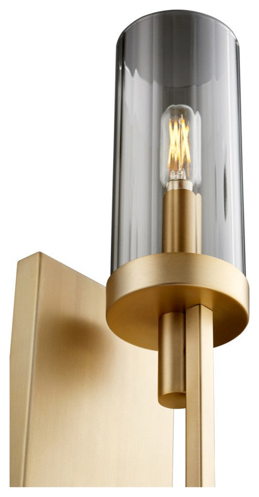 Quorum Ladin 1-Light Wall Mount 501-1-80, Aged Brass With Smoke Glass