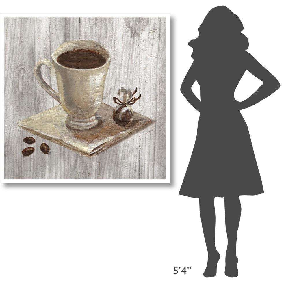 "Coffee Time IV on Wood" Digital Paper Print by Silvia Vassileva, 42"x42"