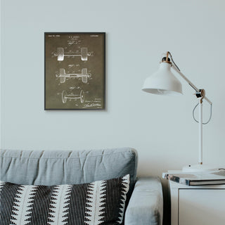 Patent Vintage Barbell Brown Te"xture Design, 16"x20"