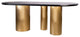Balmain Oval Marble Top Dining Table for 6, Gold and Black