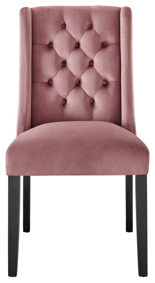 Side Dining Chair, Set of 2, Pink, Velvet, Modern, Cafe Bistro Hospitality
