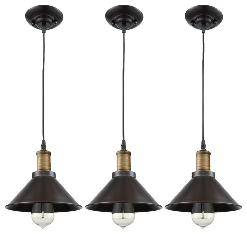 Industrial Vintage Metal Pendant Light, 3 Pack