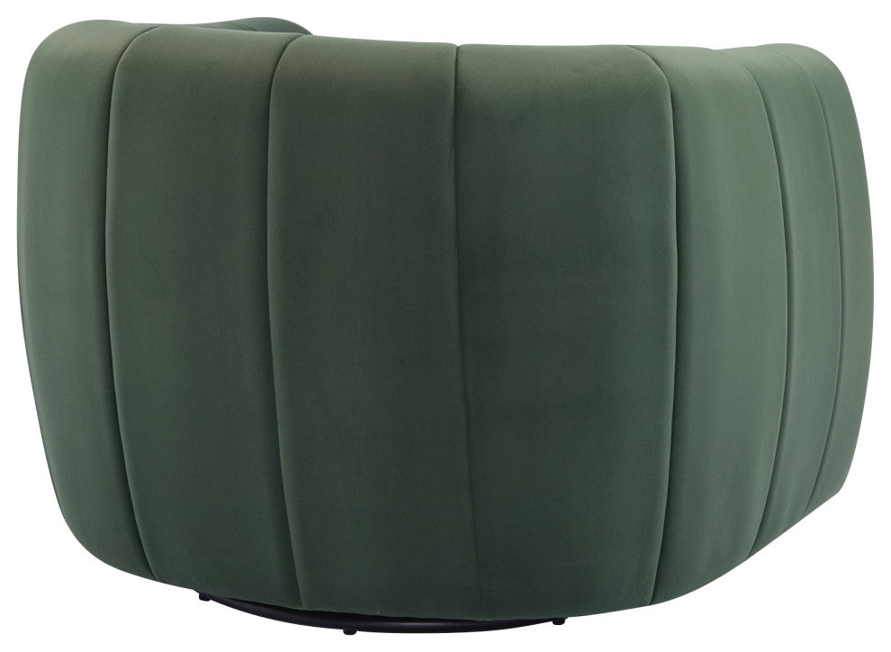 GDF Studio 360Â° Modern Swivel Club Chair, Metal Base, Velvet/Olive Green