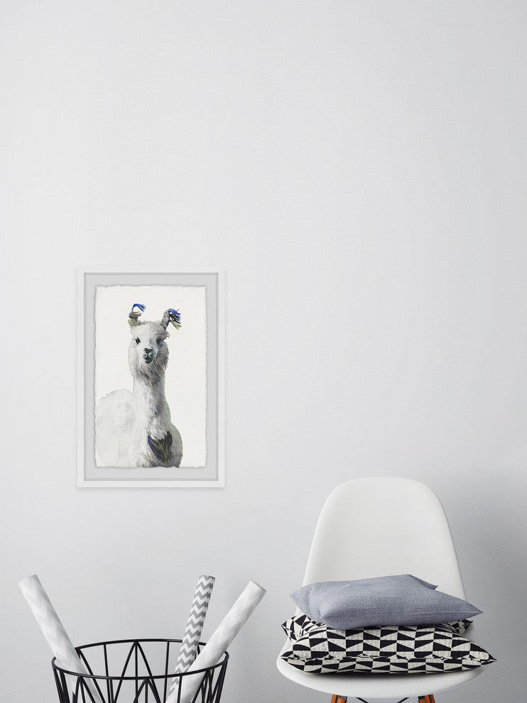 "White Llama" Framed Painting Print, 12"x18"