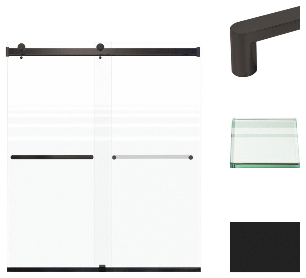 Transolid Brianna 60" W x 70" H Frameless Sliding Shower Door, Matte Black