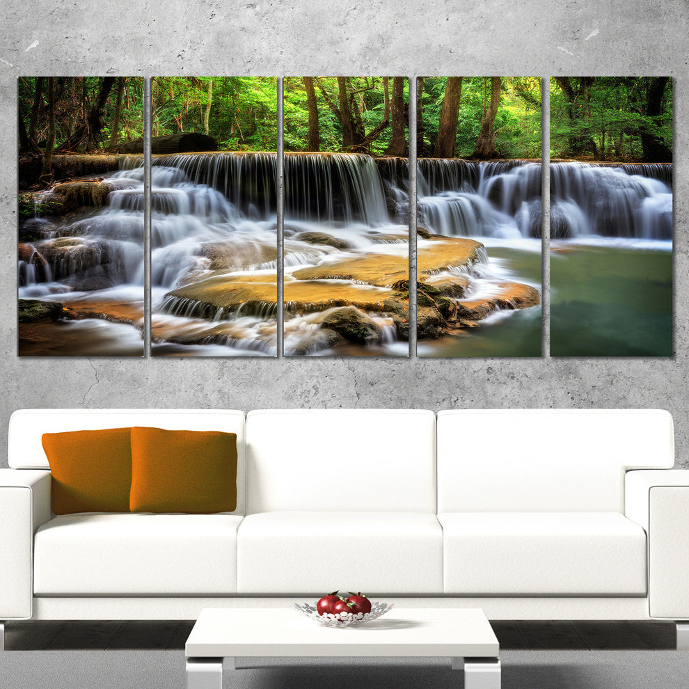 "Level Six of Huai Mae Kamin Waterfall" Canvas Print, 5 Panels, 60"x28"