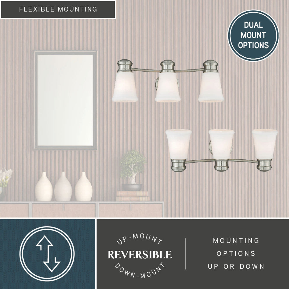 Malie 3-Light Vanity Satin Nickel