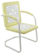 35" Square Outdoor Retro Tulip Armchair Yellow and White
