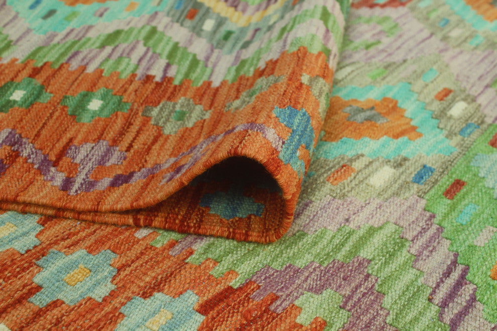 Sun Faded Kilim Cemile Rust/Purple Rug, 6'8x10'0