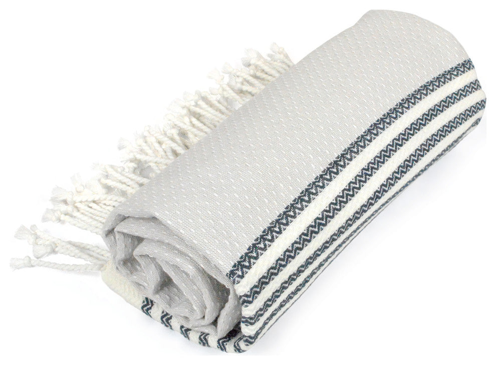 Navy Stitched Stripe Fouta Towel