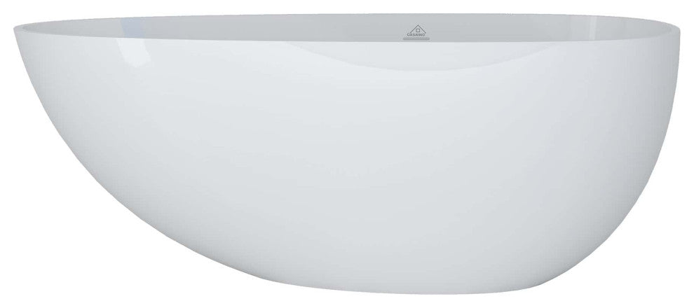 59inch Glossy White Freestanding Solid Surface Egg Shaped Soaking Tub