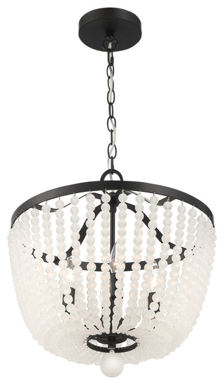 Rylee 4-Light Matte Black Chandelier Frosted Beads