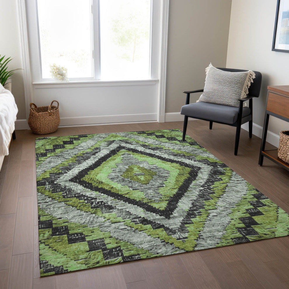 Machine Washable Indoor/Outdoor Chantille ACN1890 Aloe 5' x 7'6" Rug