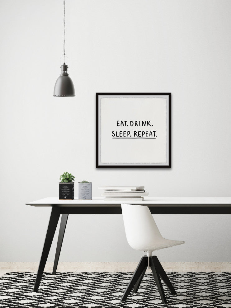 "Eat Drink Sleep" Framed Painting Print, 32x32