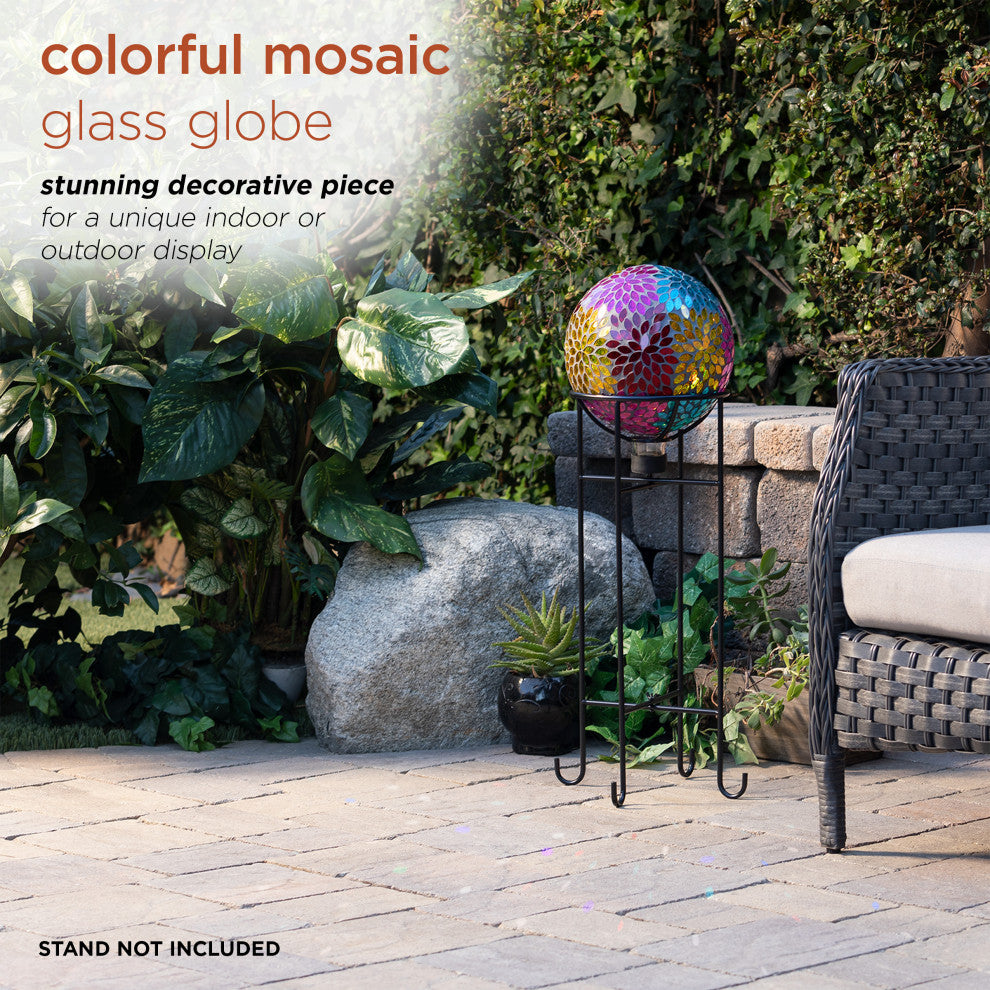 10" Colorful Mosaic Leaves Gazing Globe