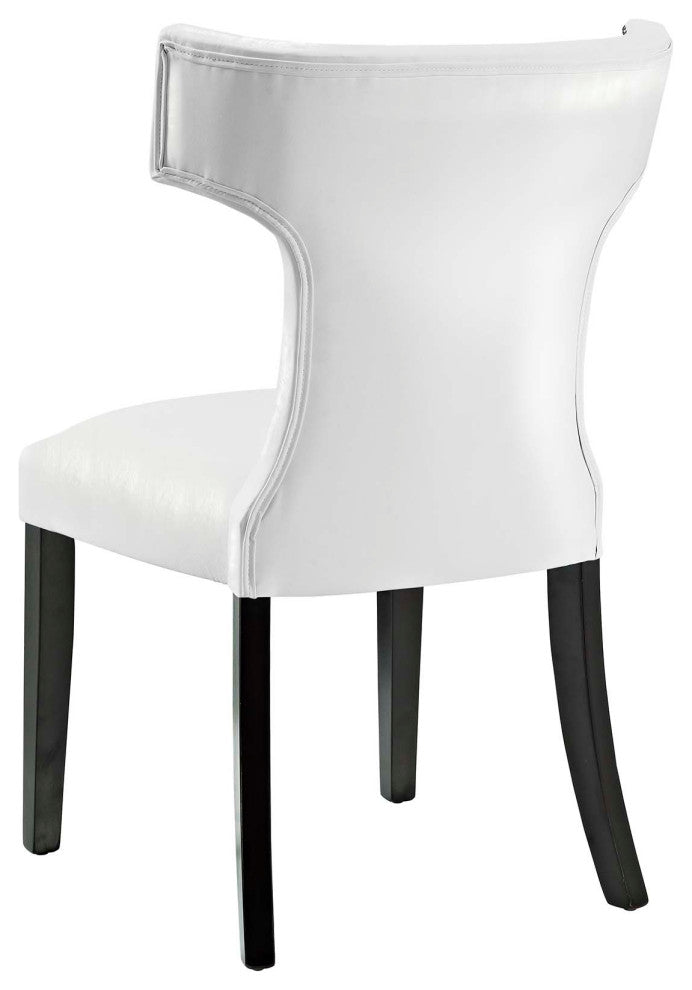 Side Dining Chair, Set of 2, Faux Leather, White, Modern, Cafe Bistro Restaurant