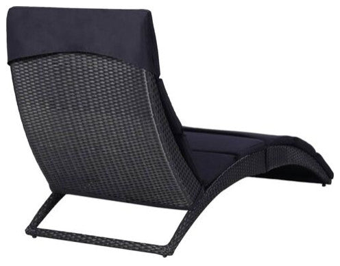 vidaXL Sunbed Grey Poly Rattan Standard Foldable Folding Sun Lounger