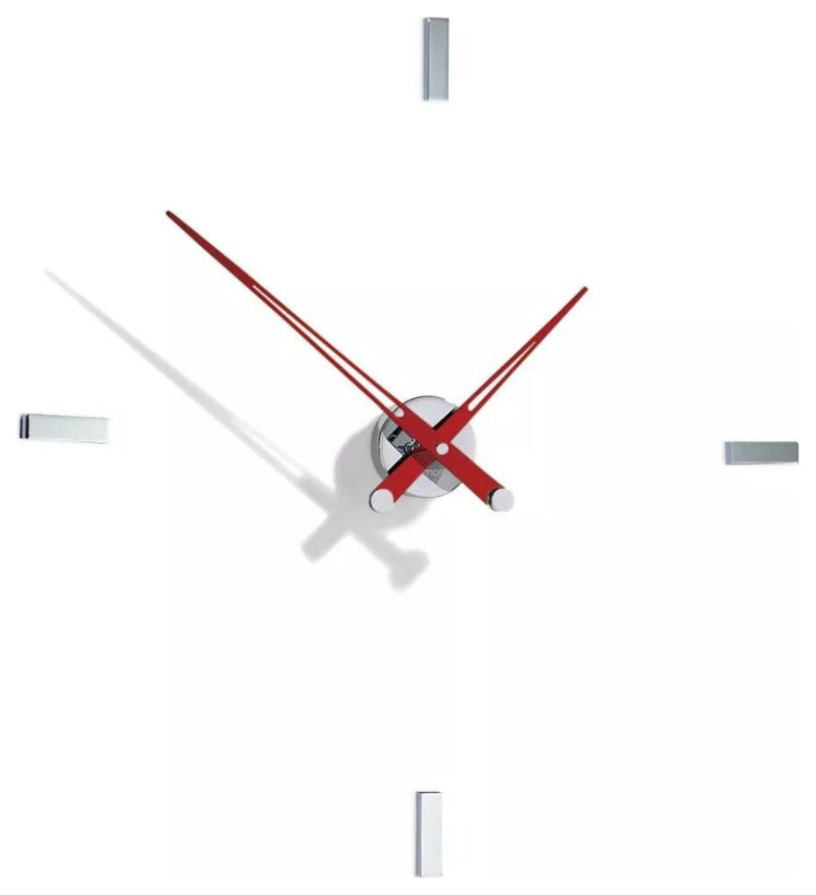 Nomon AXIOMA I Clock, Chrome/Steel, Red