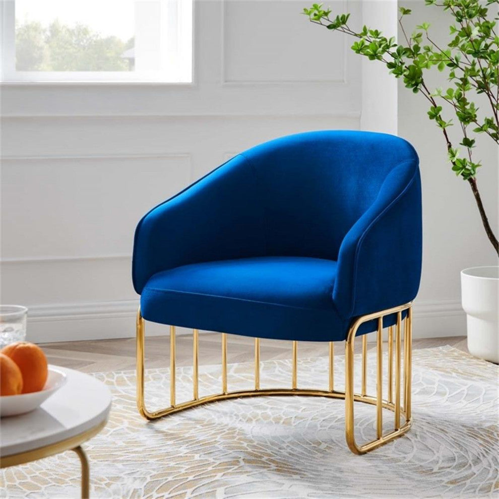 Legacy Performance Velvet Armchair, Navy